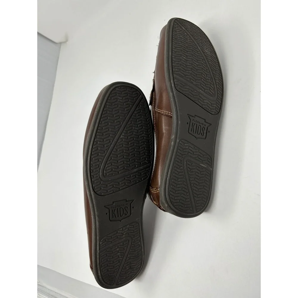 Florsheim Kids 4 M Brown Leather Penny Loafer Memory Foam Slip On Dress Shoes